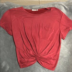 Lush Red Tie Front Relaxed T-Shirt